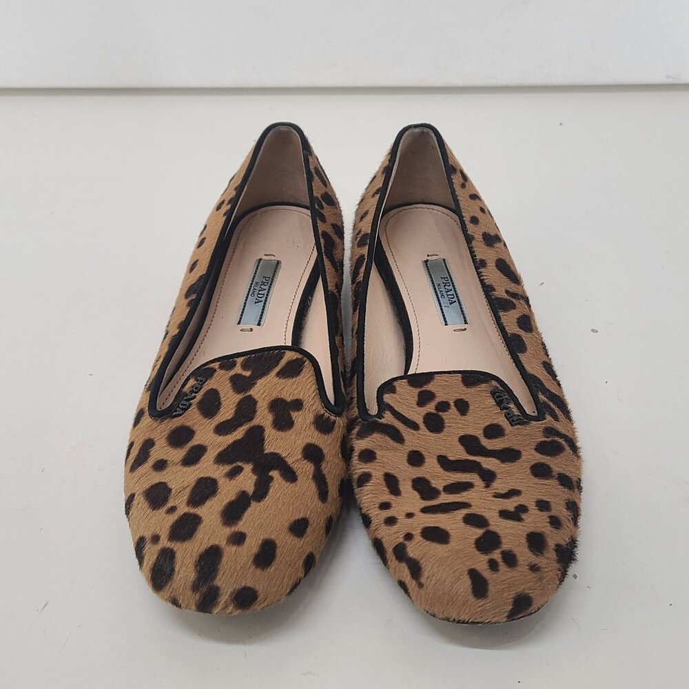 Prada Leopard  Print Calf Hair Slip On Loafters  Size US 5.5 EU 36 Slip-On Flat - Picture 2 of 8